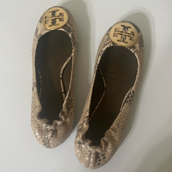 Authentic TORY BURCH SNAKESKIN EMBOSSED BALLET FLATS Women’s Size 7.5 EUC - Picture 10 of 11